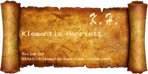 Klementis Henriett névjegykártya